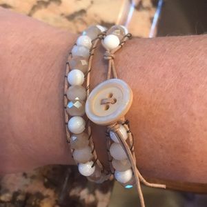 🚫 SOLD Leather double wrap beaded bracelet